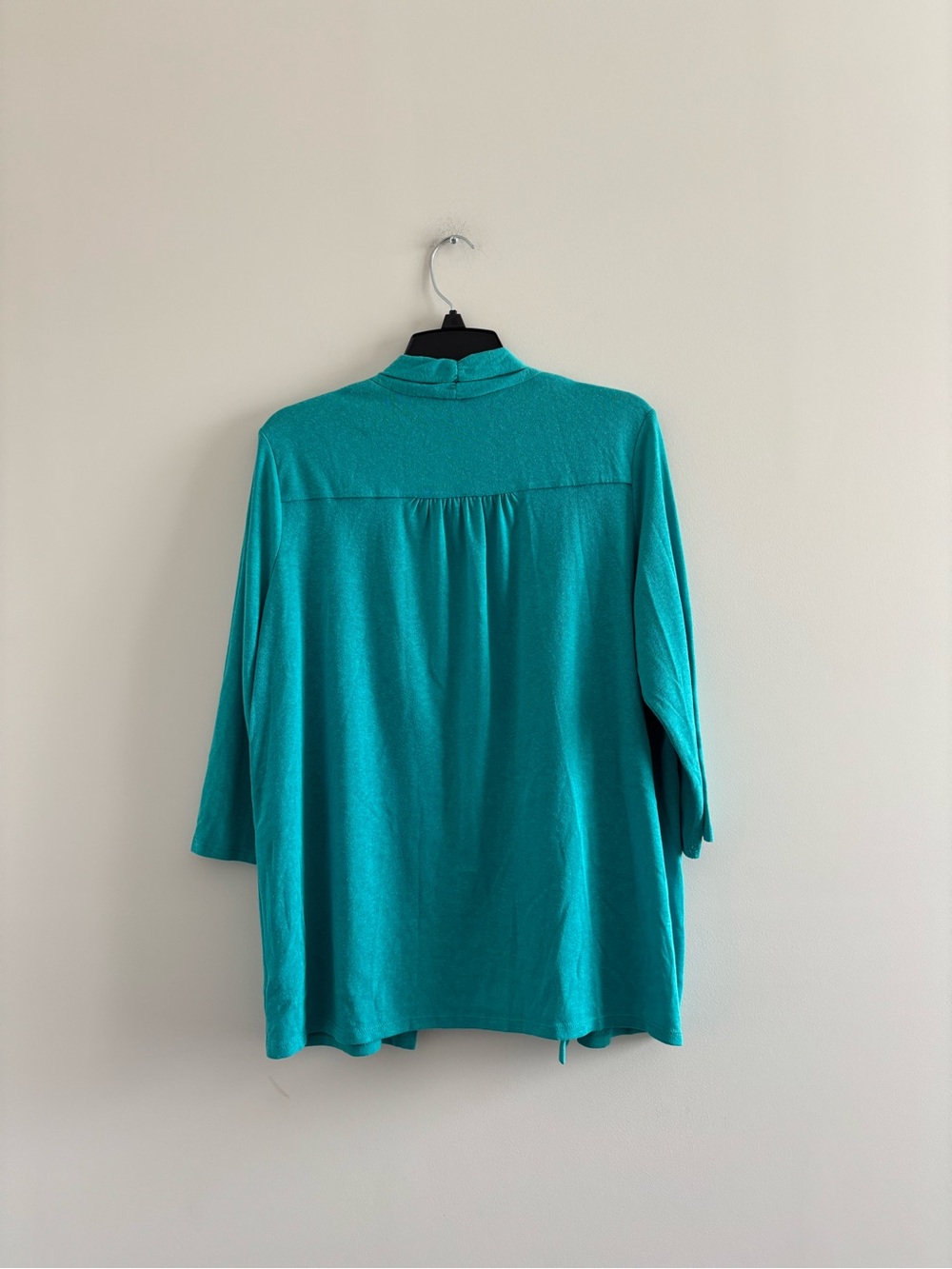 Talbots Cardigan Sweater Green Open Front Knit Shawl Collar Women L Preppy Beach - Picture 2 of 10